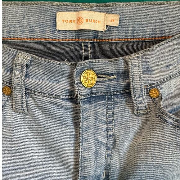 Tory Burch Slim Straight Light Blue Denim Jeans Women's 24 - Picture 6 of 10